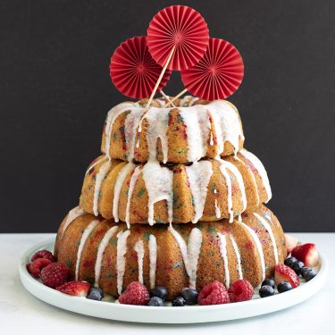 Visit Confetti Bundt Cakes with Vanilla Glaze and Berries Recipe
