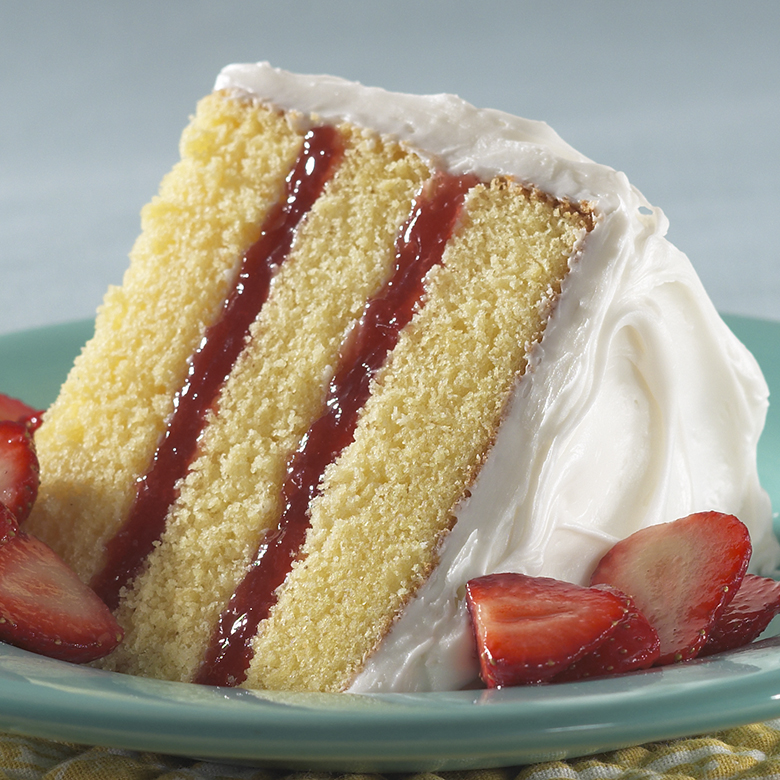 Visit Triple Layer Lemon Cake with Strawberry Filling Recipe