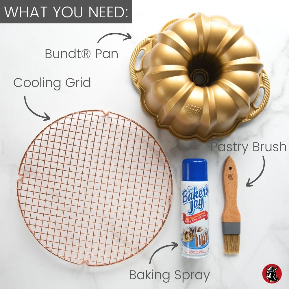 Shows tools you need to Bake a Bundt Cake