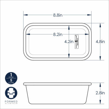 Nordic Ware Naturals aluminum 1-pound loaf pan, rectangular baking pan with natural silver finish and straight sides