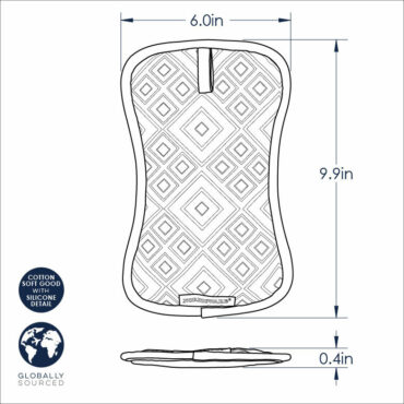 Nordic Ware Bundt hot pad technical drawing showing dimensional measurements and specifications