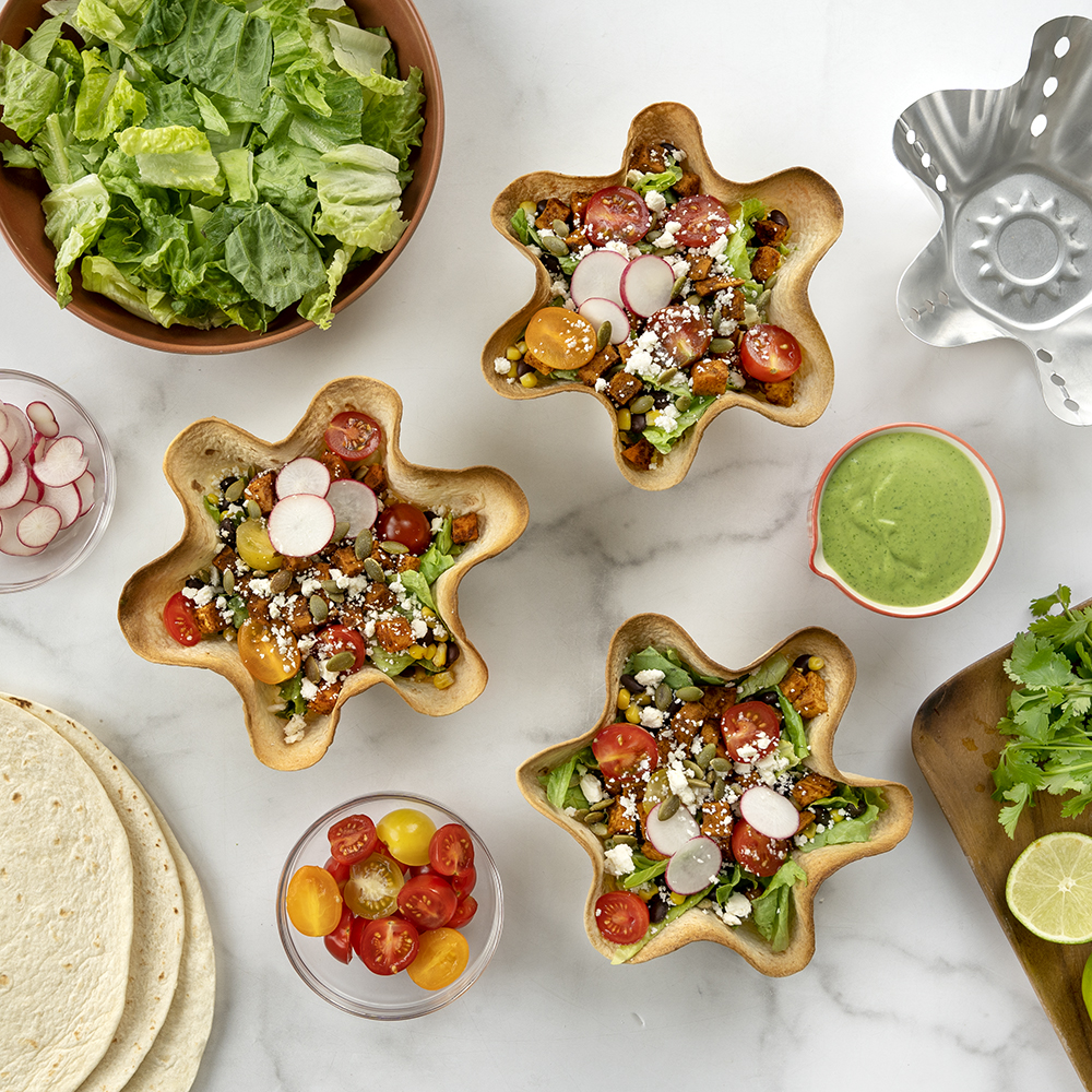 Visit Southwest Sweet Potato Tortilla Salad Bowls with Avocado Cilantro Dressing Recipe