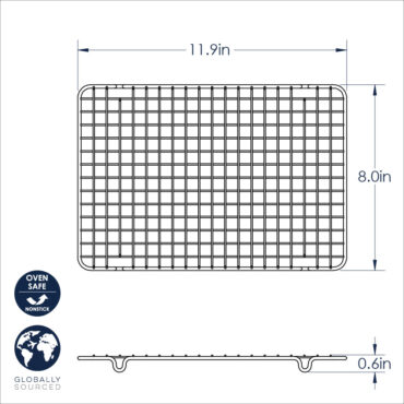 Nordic Ware quarter sheet aluminum cooling grid with wire rack design, rectangular gray finish