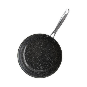 Nordic Ware Basalt 10-inch sauté skillet with dark non-stick interior, aluminum construction, overhead view