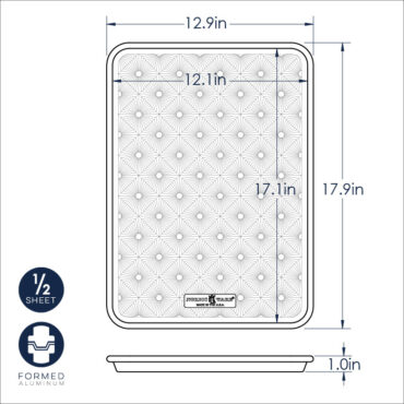 Nordic Ware Naturals aluminum half sheet pan with vintage starburst embossed bottom pattern, natural finish