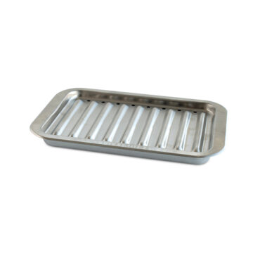 Nordic Ware aluminum broiler pan set with ribbed rack insert, natural silver finish, rectangular shape