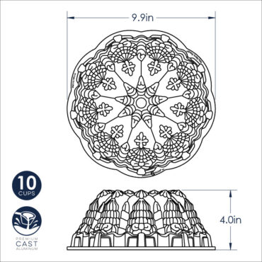 Nordic Ware Very Merry Bundt pan aluminum baking mold with holly leaf and berry decorative pattern