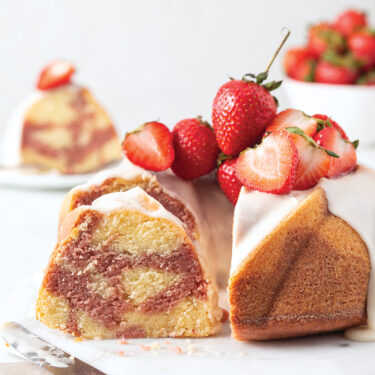 Visit Marbled Strawberry Bundt Cake with Buttermilk Glaze Recipe