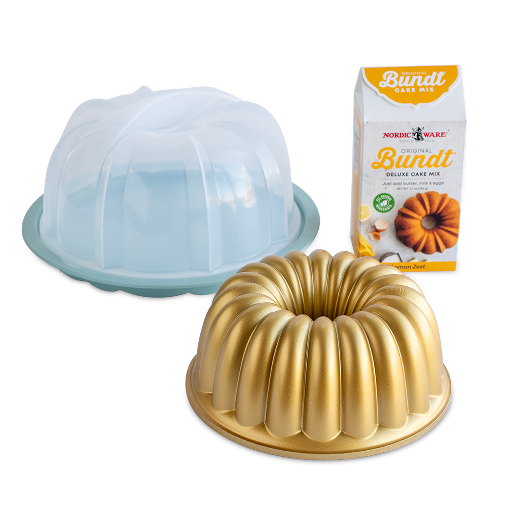 Elegant Party Bundt® Pan, Translucent Bundt Cake and Lemon Cake Mix View 1