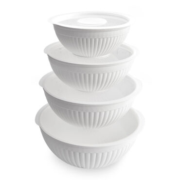 Nordic Ware 8 piece white bowl set including 7, 5, 3.5 and 2 quart bowls with lids