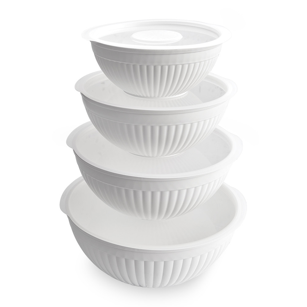 8 Piece Covered Bowl Set, White View 1