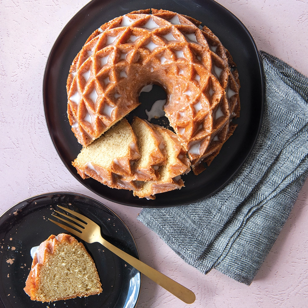 Jubilee Bundt baked cake , with slice
