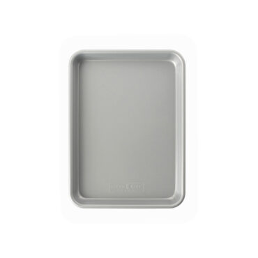 Nordic Ware Brilliant Quarter Sheet baking pan interior view, rectangular aluminum with natural silver finish
