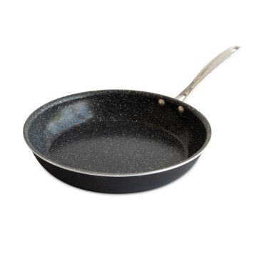 Nordic Ware Basalt 12-inch sauté skillet with lid, dark nonstick coating, shown on white background