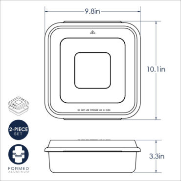 Nordic Ware aluminum square cake pan with clear lid, natural silver finish, 9-inch baking dish