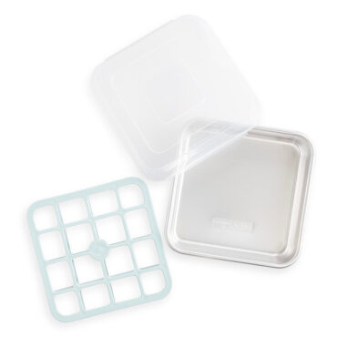Nordic Ware Brownie Buddy 3-piece aluminum baking set with rectangular pan, cutting tool, and spatula