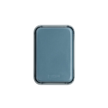 Two Nordic Ware nonstick eighth sheet pans, rectangular aluminum bakeware with champagne gold interior coating
