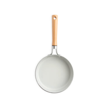 Nordic Ware Cardamom ceramic nonstick 8-inch skillet interior view, cream-colored coating on white background