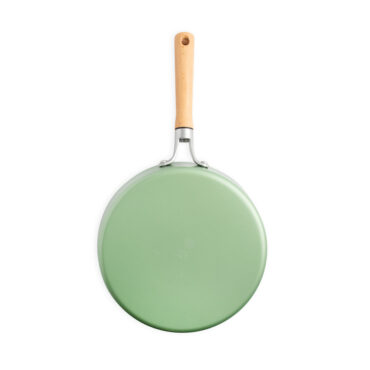 Nordic Ware Cardamom ceramic nonstick 10-inch skillet, round with long handle, warm beige exterior