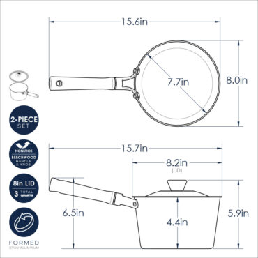 Nordic Ware 3-quart cardamom-colored non-stick saucepan with matching lid, round aluminum cookware
