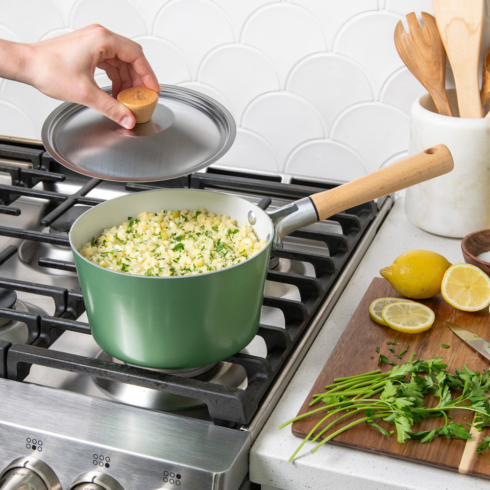 Cardamom Ceramic Nonstick 3 Qt. Saucepan with Lid