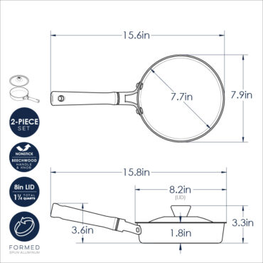 Nordic Ware Cardamom 8-inch nonstick frying pan with glass lid, cream colored coating, aluminum construction