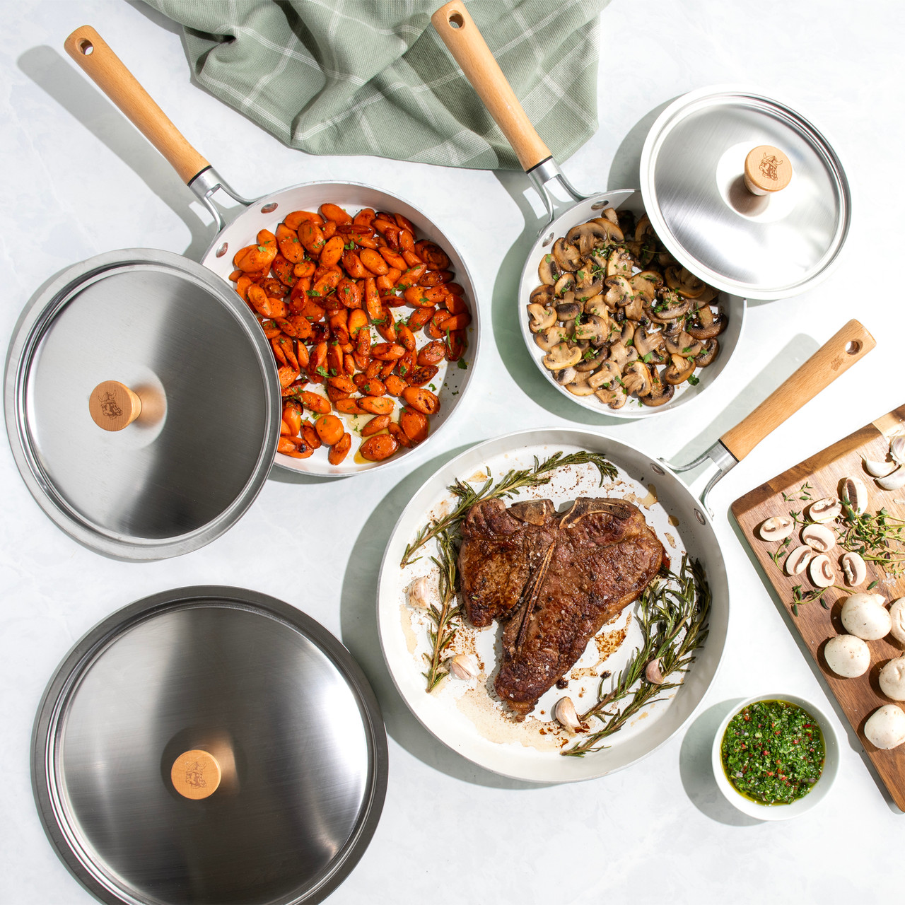 Cardamom™ 6 Piece Nonstick Frying Pan Set with Lids View 2