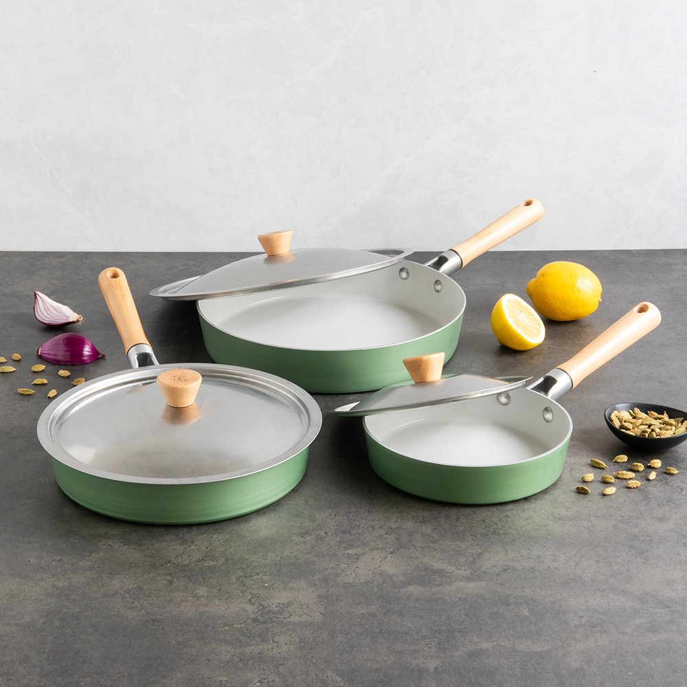 Image of 6 Piece Cardamom Fry Pan Set in kitchen scene