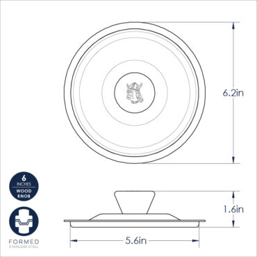 Nordic Ware 6-inch stainless steel cardamom cover with dimensional measurements and specifications shown