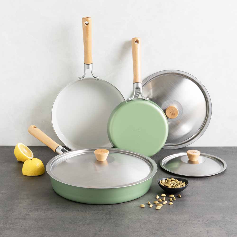 Cardamom 6 Piece Nonstick Frying Pan Set with Lids