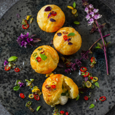 Visit Fresh Basil And Mozzarella–Stuffed Æbleskiver With Chile - Lime Dressing Recipe