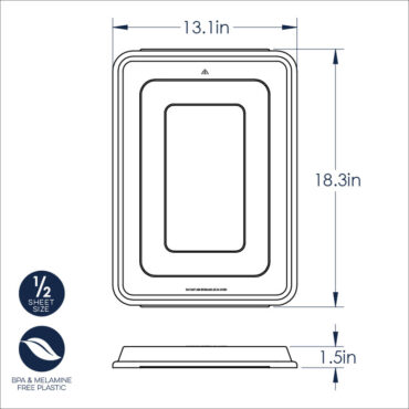 Technical diagram showing dimensions and measurements for Nordic Ware Prism sheet cake pan lid