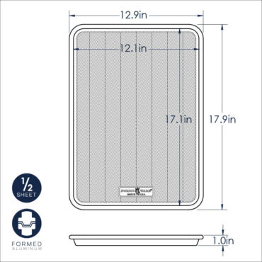 Nordic Ware Prism aluminum half sheet pan with matching lid, natural silver finish, rectangular baking pan