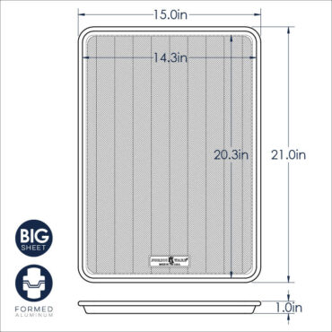 Nordic Ware natural aluminum big sheet pan with fitted lid, rectangular baking pan with raised edges