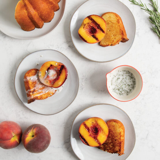 Visit Grilled Peaches and Pound Cake with Yogurt Rosemary Glaze Recipe