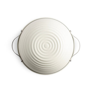 Nordic Ware Simply Sourdough bread baking kit lid, round aluminum with natural silver finish, overhead view