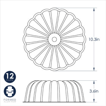 Nordic Ware Elegant Party Bundt pan, aluminum with intricate fluted design and scalloped edges