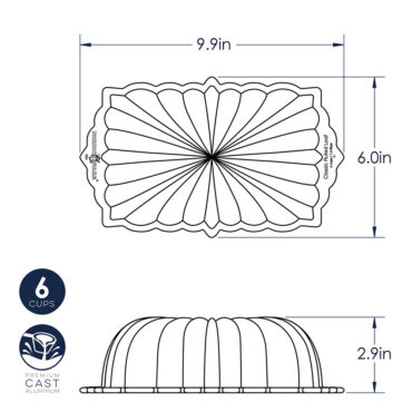 Fluted Loaf Pan dimensional drawing