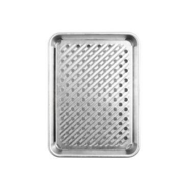 Quarter Sheet with Multi Task Rack product image, rack nested inside pan, overhead