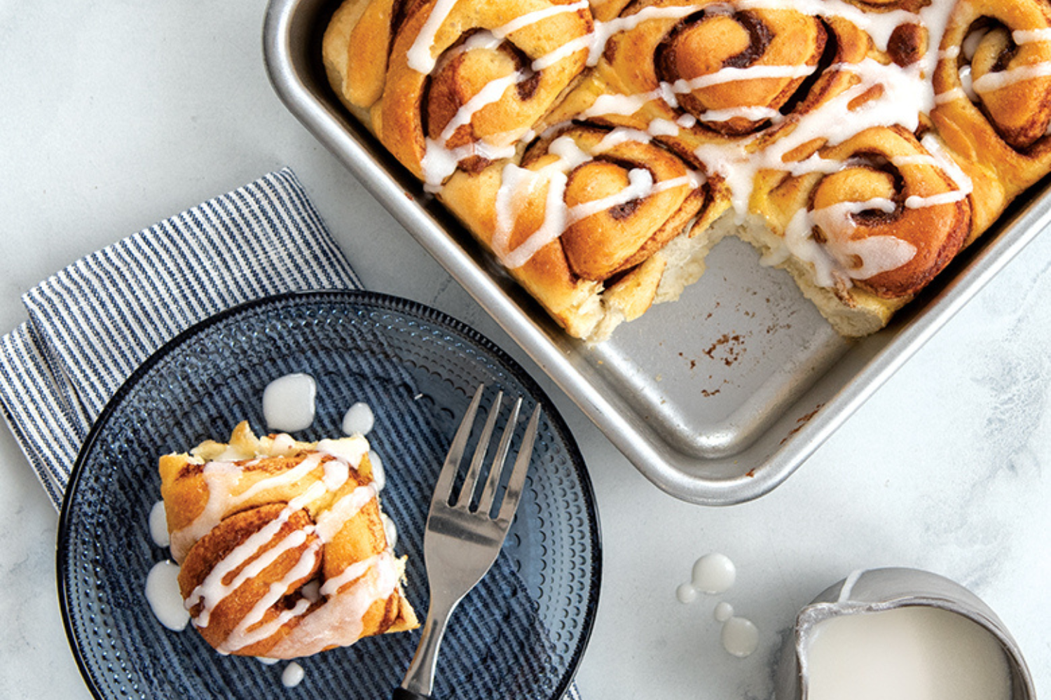 Cinnamon Rolls in Square Cake Pan Cinnamon Rolls in a square cake pan.
