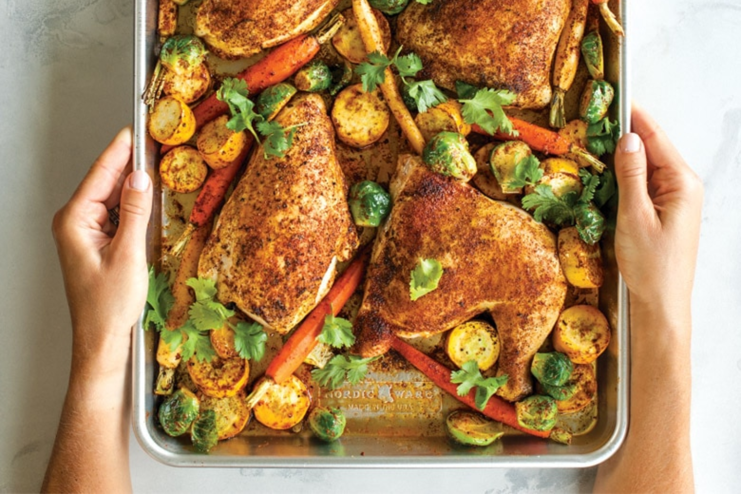 Oven-Baked Curry Spiced Chicken and Vegetables.