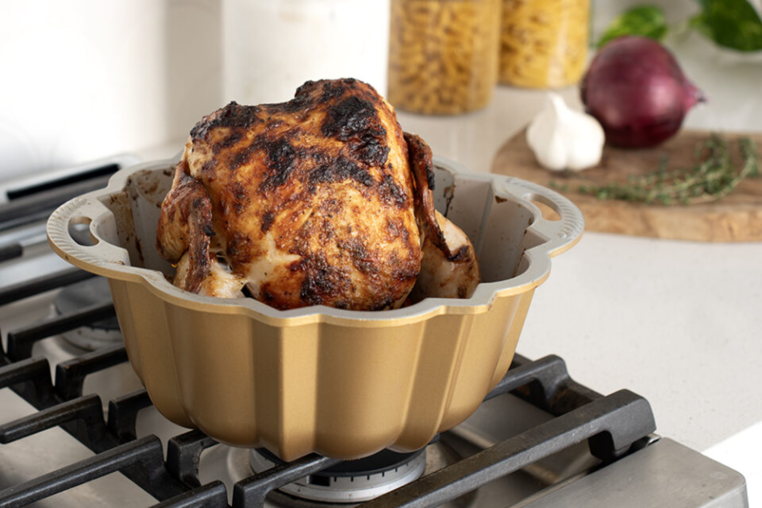 Bundt® Pan Roasted Chicken & Vegetables.