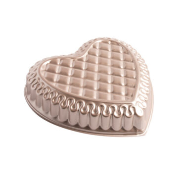Northern Lights Quilted Heart Pan showing exterior