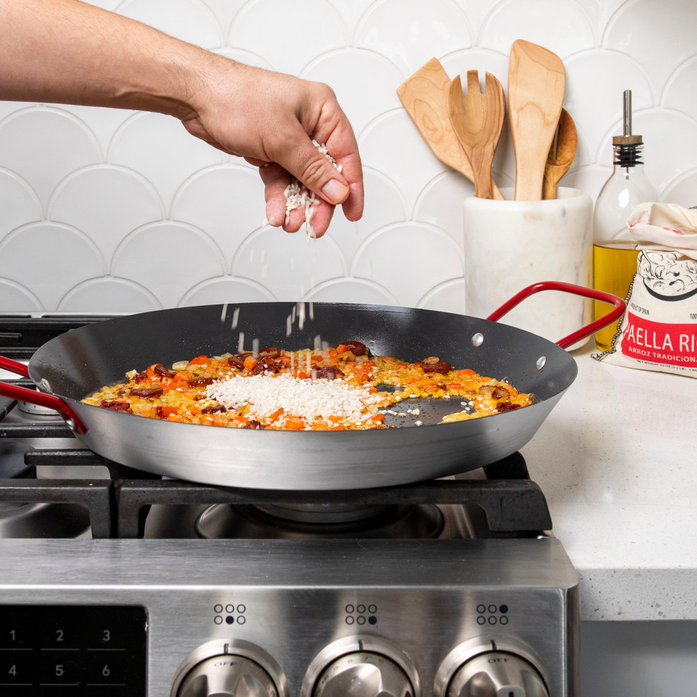Paella Pan with Red Handles View 2