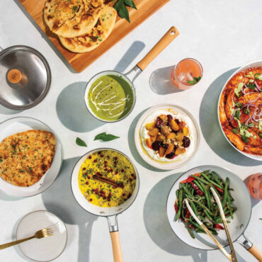 cardamom cookware overhead lifestyle shot with food