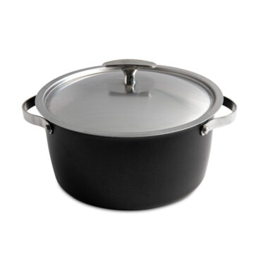nordic ware 6 qt aluminum dutch oven and lid with stainless steel handles and stainless steel lid and knob