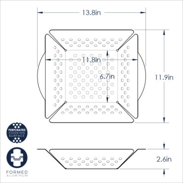 perforated grill basket dimensional drawing