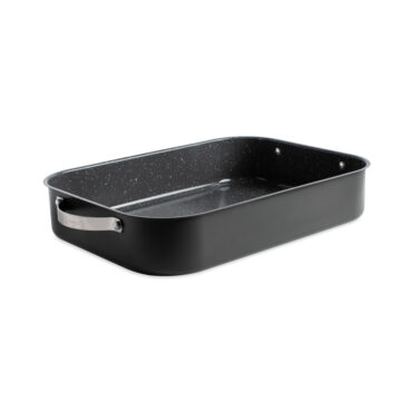 Nordic Ware Verde Grand Roaster with speckled nonstick interior and stainless steel handles