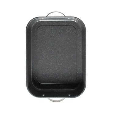 Nordic Ware Verde Grand Roaster with speckled nonstick interior and stainless steel handles