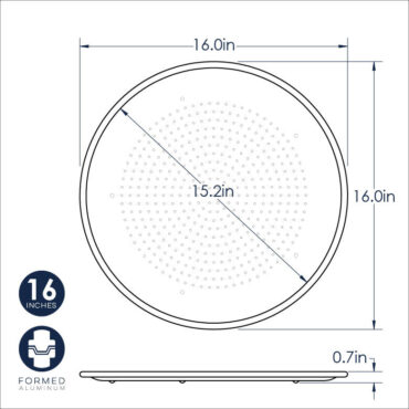 nordic ware aluminum perforated 16 inch hot air pizza crisper pan dimensional drawing